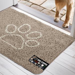 GORILLA GRIP Ultra Absorbent Grippy Doormat for Muddy Dog Paws, 30x20 Machine Washable Soakstopper Rugs Cleaner Floors, Bed Mat for Dirty Dogs, Indoor Entrance Door Rug Pet Bed Mats Beige Ivory