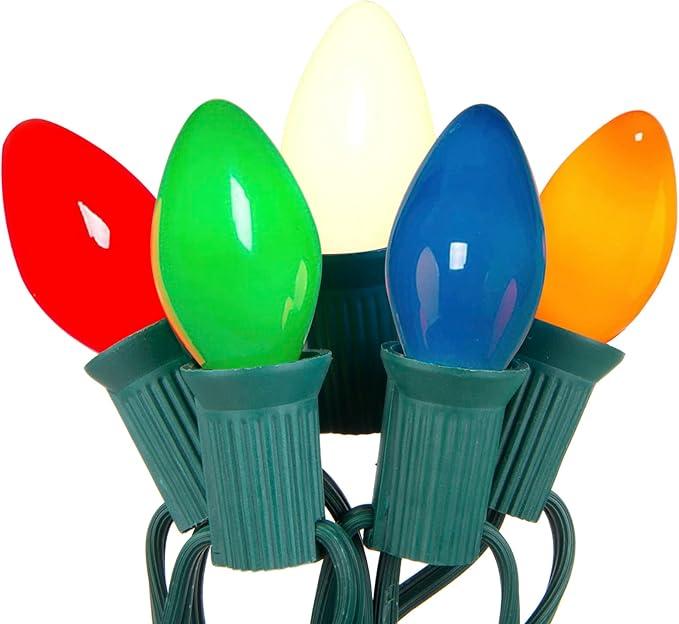 Oviejo Orange C7 Christmas Lights, 25Ft C7 LED Outdoor String Lights with 27 Clear Orange Bulbs, Hanging Christmas Decorative Lights for Indoor Outdoor Holiday Party Backyard Garden