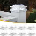 APONUO Solar Post Cap Lights for 4x4 Posts, Bright Cool White LED Post Cap Lights Solar Powered, IP64 Waterproof & All-Night Lighting, White 8 Pack Deck, Fence, Patio Light 