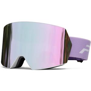 FMY Ski Goggles for Men Women & Youth - Anti Fog UV400 Protection Snowboard Snow Skiing Goggles for Adult (Purple Lens&white Frame)