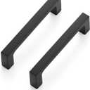 Ravinte 5 Pack 3-1/2 Inch Hole Centers Matte Black Cabinet Pulls - Kitchen Handles, Solid Drawer Pulls, Zinc Alloy Hardware, Square Bar Handles