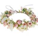 Baby Girls Flower Crown Headpiece - Boho Little Wreaths for Weddings, Family Photography (Pink)