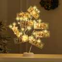 4 Pack Money Tree Gift Holder 108 LEDs Lighted Fairy Light Spirit Trees Graduation Decorations Battery/USB Powered Light Up Display Twig Gift Card Tree with 22 Clear Clips for Card Photo Memo