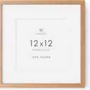 12x12 Wood Frame, Natural Oak 12x12 Picture Frames with Mat to 8x8(Openning Size is 7.6x7.6), Set of 1