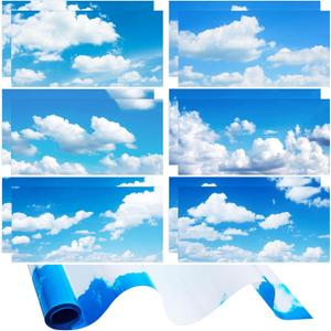 12 Pcs PVC Light Covers 2 x 4 ft Ceiling Classroom Filters Ceiling Panels Decor Florescent Light Diffuser with Backlit Film Material for Office School(Sky and Cloud)
