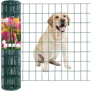 FOREHOGAR Green PVC Coated Welded Wire Fence 24 Inch x 25 Foot, 2 Inch x 3 Inch 16GA, Garden Border Fencing Roll Vinyl Coating Metal Wire Mesh for Yard Vegetable Plant Protection Poultry Netting