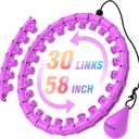 JKSHMYT Weighted Hula Circle Hoops for Adults Weight Loss, Infinity Fit Hoop Plus Size, 30 Detachable Links, Exercise Hoop for Women and Beginners (Purple)