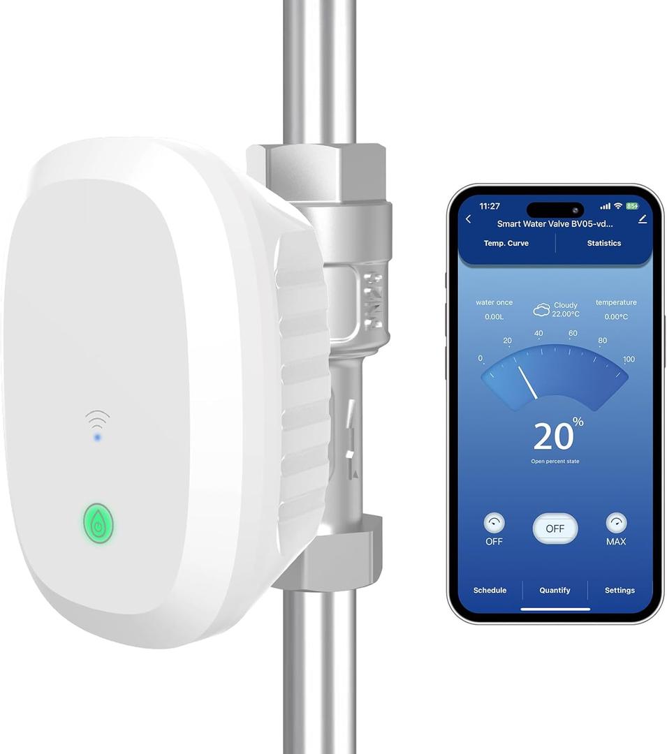 FRANKEVER DN25 Smart Water Valve 3/4 Smart Water Management System WiFi Remote Control Faucet Timer for Hose, Sprinkler Water Timer Auto Watering for Plants,Compatible with Alexa,Google (DN25(3/4"))