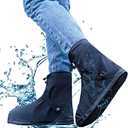 VBoo Shoe Covers with Zipper Hard Sole Version Waterproof Shoe Covers Reusable Galoshes for Rainy and Snowy Outdoors Garden etc, Rain Boots for Men Women Kid L