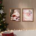 XUNLURY Pink Christmas Santa Diamond Art Kits 2 Pcs, Cozy Winter Christmas Santa Claus Reading Book Diamond Painting Kits for Adults Beginners, Full Drill Diamonds Dots for Home Decor, 9.8x11.8 Inch
