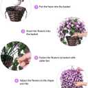 HyeFlora Artificial Fake Hanging Flowers with Basket for Outdoor Decoration,UV Resistant Faux Silk Daisy Flowers Light Fuchsia Orchid Vines in Planter Realistic Hanging Baskets for Home Porch Garden