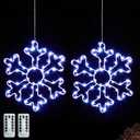 BlcTec 2 Pack Big Christmas Snowflakes Lights, 13 Inch Durable Metal Frame Snowflakes with Remote Control, 8 Modes, Timer, Waterproof Battery Operated Snowflake Lights for Christmas Party Decorations