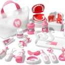 Liberry Toy Doctor Kit for Toddlers 3 4 5 Years Old, 22 Pieces Dentist Playset with Medical Bag & Dental Tools, Doctor Pretend Play Set for Girls (Pink)