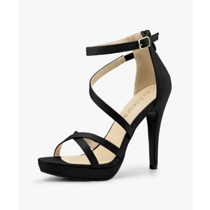 Allegra K Women's Strappy Platform Stiletto Heels Sandals Size 7, Black