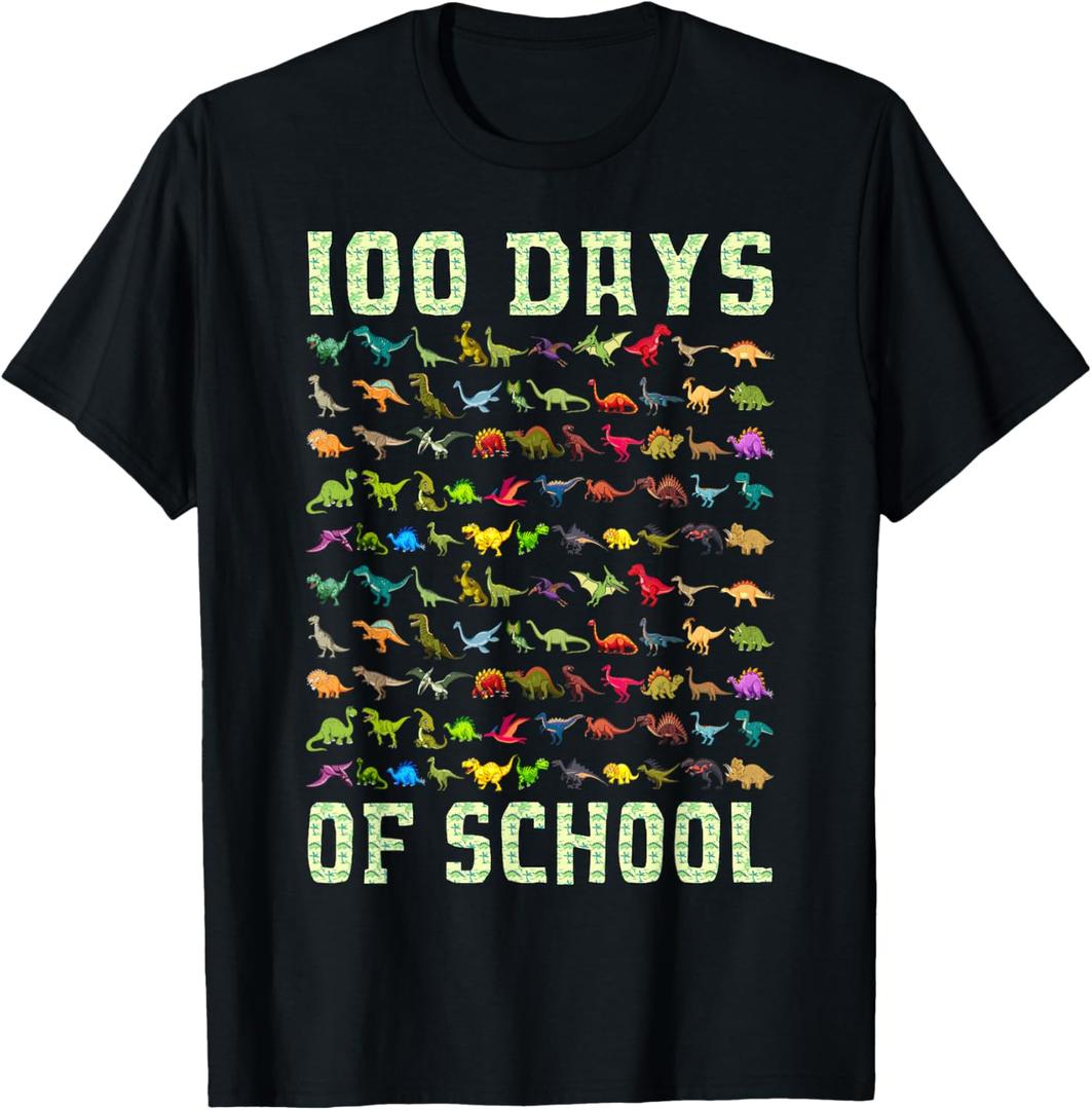 100 Days of School Dinosaur 100 Days Smarter 100th Day Kids T-Shirt Kids 8