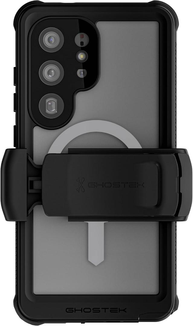 Ghostek Nautical S25 Ultra Waterproof Case with Belt Clip, Screen Protector and Camera Lens Cover Rugged Heavy Duty Magnetic MagSafe Compatible with Samsung Galaxy S25Ultra 2025 (6.9") (Clear)