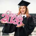 2 x Graduation Decorations Class of 2026 Pink Graduation Decorations Rose Gold Class of 2026 Wooden Sign Graduate Photo Props for Grad Party Supplies