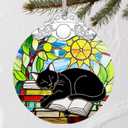Stained Glass Black Cat Christmas Ornament: Christmas Tree Ornaments & Decor, Holiday Decor  Holiday Presents, Gift Exchange Ideas & Elegant Keepsake for Family, Coworkers & Friends