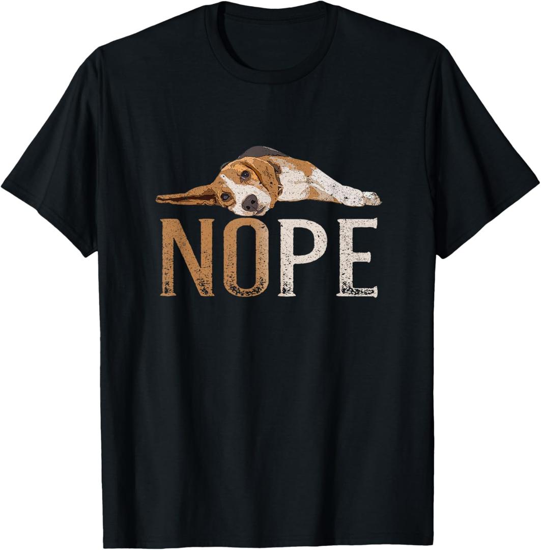 Nope Lazy Beagle Funny Dog Lover Vintage Cute Beagle Mom T-Shirt, Small
