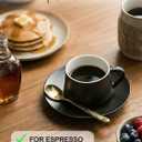 YHOSSEUN Ceramic Espresso Cups Set of 6, 4 OZ Expresso Shots Cup with Stand, Saucers & Spoons, Small Coffee Cup Demitasse Cups for Mother's Day, Espresso Accessories for Machine, Black