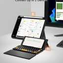 Doohoeek Travel Keyboard with Touchpad, Universal Compact Keyboard with Large Trackpad & Any-Angle Stand for Android/iOS/Windows, Dual-Device Bluetooth Keypad for Phones/Galaxy Z Fold/iPad mini