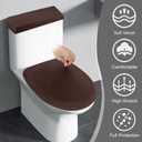 Stretch Velvet Toilet Lid Cover and Toilet Tank Lid Cover, Bathroom Super Soft Toilet Lid Cover Set Luxury Velvet Plush, with Elastic Bottom, Machine Wash, Coffee