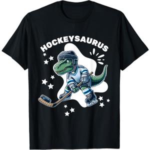 Hockeysaurus FunnyDinosaur Hockey Kids Hockey Boy T-Shirt, Small 