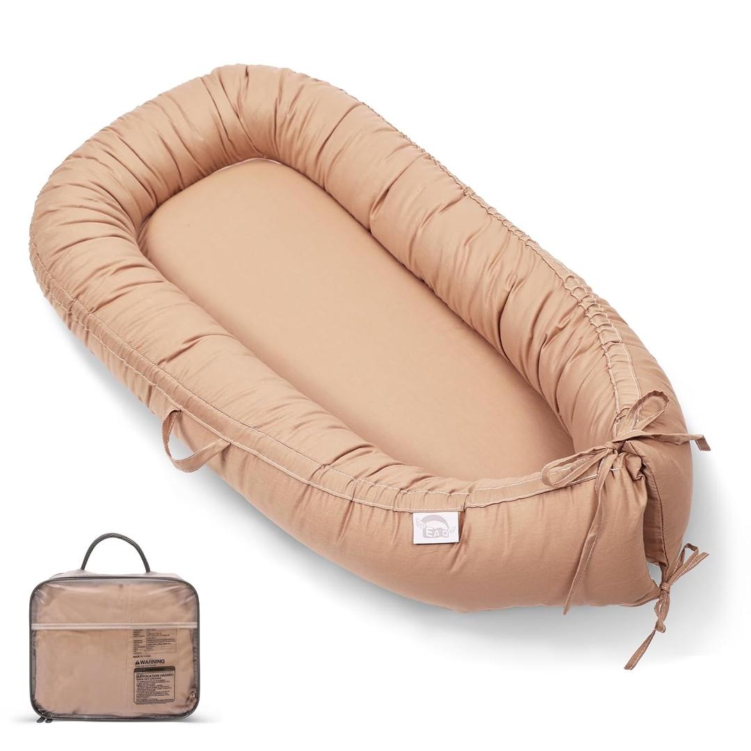 Baby Lounger, Infant Lounger for Newborn,Portable Baby Nest Cover Breathable & Soft, Newborn Essentials (Brown)