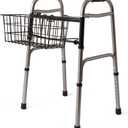 Medline Two-Button Walker Basket, Lightweight, Durable, Easy Installation, Convenient Storages, Ideal for Medical Patients, Hospitals, Nursing Homes (Pack of 2)