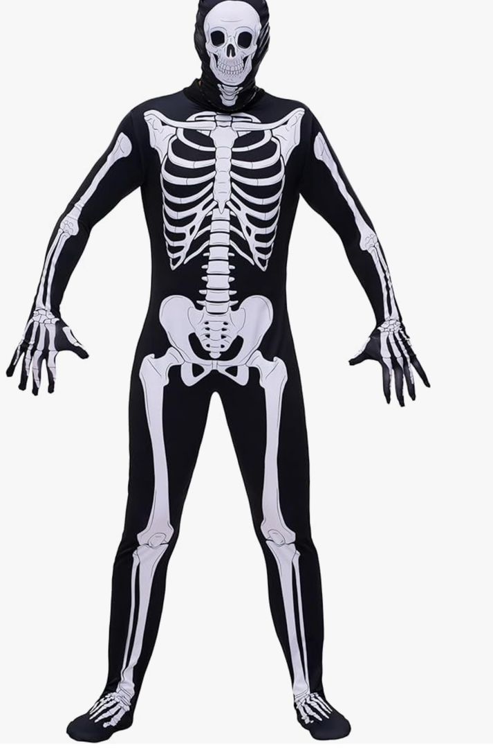 Spooktacular Creations Men Skeleton costume, Halloween skeleton bodysuit adult for Halloween Costume dress up XL
