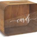 Wooden Wedding Card Box with Slot | Acrylic Wedding Decorations for Reception, Acrylic Card Box for Wedding Gifts & Money | Rustic Card Box with Lid | Baby Shower, Bridal Shower, Graduation Card Box