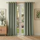 NICETOWN Sage Green Total Blackout Velvet Curtains 84 inch Long, Grommet Top Privacy Protection Room Darkening Thick Heavy Duty Drapes for Spring Home Decor, 52 inch Width