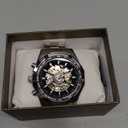 Gute Mens Watches, Mechanical Skeleton Stainless Steel Waterproof Automatic Self-Winding Watch for Men, Luxury X Dial Steampunk Wrist Watch (Silver)