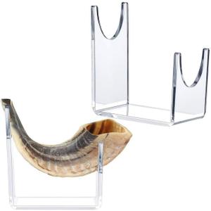 2pcs Acrylic Shofar Stand Clear Transparent Shofar Stand Sturdy Shofar Holder for Home Office Decor