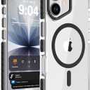 DEERLAMN Strong Magnetic Case for iPhone 16 6.1-Inch,[Compatible with Magsafe][Military Grade Drop Protection] Clear Slim Shockproof Protective Phone Cover-Transparent+Black