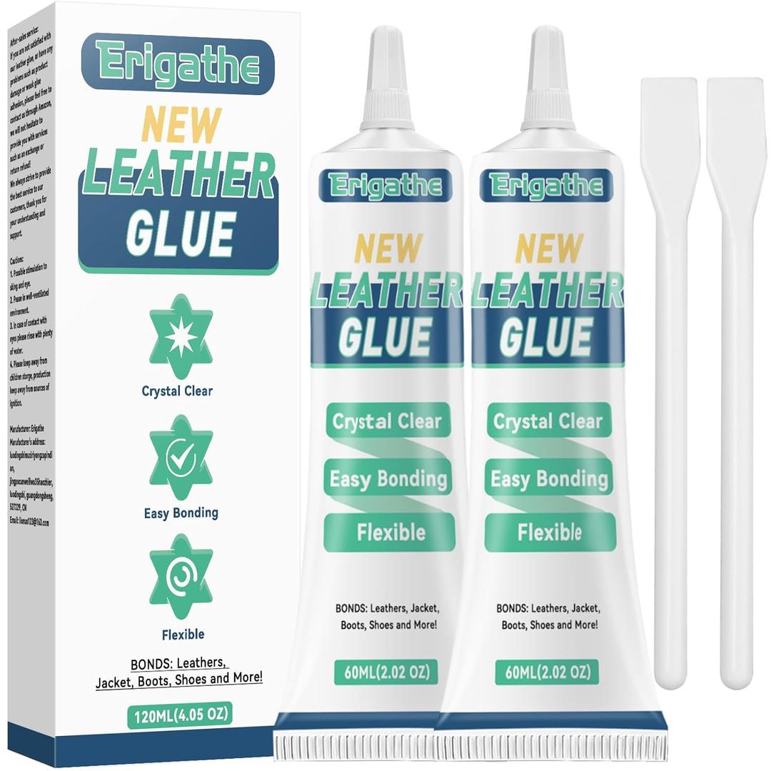 2 x Leather Glue Adhesive- Repair Purses, Shoes Car Seats & Sofa - Adheres Leather to Different Materials