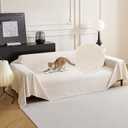MYSKY HOME White Couch Cover for Dog Pet Friendly Couch Covers for Sofa, Sectional Couch Covers Furniture Covers for Cats Scratching, Non Slip Sofa Covers for Pets Washable, 71" x 118"