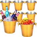 Amyhill 8 Pack Stainless Steel Ice Bucket 5.3 Quart/ 5 Liter with Handle Large Insulated Champagne Buckets Beer Bucket for Home Cocktail Bar Wine Parties Chilling Wine Champagne (Gold)