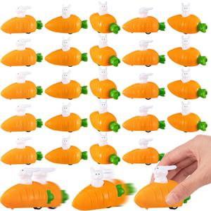 50 Pcs Easter Radish Rabbit Pull Back Toy Car Easter Egg Carrot Pull Back Car Cute Plastic Bunny Party Favors Mini Easter Egg Fillers Cars for Birthday Gifts Basket Stuffers Prizes