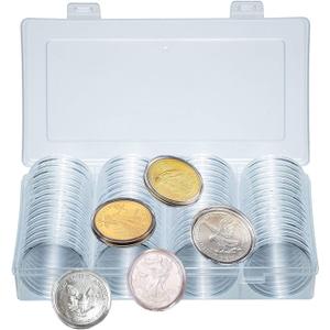 40.6mm Silver Dollar Coin Holder,Silver Eagles Coin Capsules for Collectors with Clear Plastic Storage Organizer Box for Coin Collection Supplies (60)