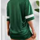 SOLY HUX Women's Jersey Shirts Letter Graphic Oversized Tees V Neck Half Sleeve Summer T Shirt Tops Green Letter Large