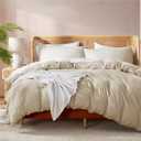 Nestl Beige Cream Duvet Cover King Size - Soft Double Brushed King Duvet Cover Set, 3 Piece, with Button Closure, 1 Duvet Cover 104x90 inches and 2 Pillow Shams