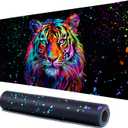 Lokigo Cool Tiger Desk Pad, Large Gaming Mouse Pad 31.5"x15.7", Waterproof Big Mouse Pad for Desk Rubber Base Desk Matt with Stitched Edges Keyboard Mousepad for Laptop, Game, Work, Study