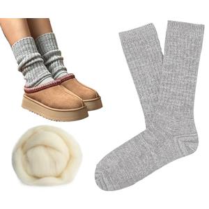 Uggsly Socks Womens Rib Knit Slouchy Fuzzy Scrunch Crew Sock Compatible With Uggs Boots 2025 Fashion Fall Winter Cute Soft Socks