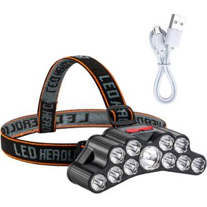 Headlamp Rechargeable, 22000 High Lumen 11 Head Lights for Forehead, IPX5 Waterproof Headlamp, Head Lamps Led Super Bright for Runing, Hunting and Working