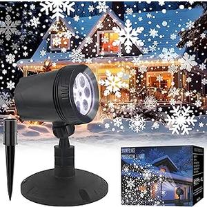 ‎LILNIAGY Christmas Decorations Outdoor Christmas Projector Lights Snowflake Projector, IP65 Waterproof & Adjustable Christmas Lights for Outdoor Christmas Decorations Home Party Garden Xmas Decor