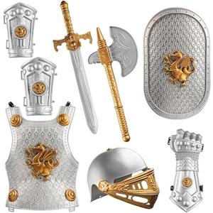 Dress Up America - Kids Knight Armor Costume Set  Medieval Role Play with Shield, Helmet, Sword & Accessories  Royal Dress-Up for Boys Ages 310