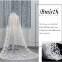 Cathedral Wedding Veil Long Bridal Lace Veil Tulle Hair Accessories With Comb for women Floral 118" Veil Headpeice (White, L)