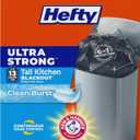 Hefty Ultra Strong 13 Gallon Trash Bags, Black Tall Kitchen Trash Bags 13 Gallon Size, Break Resistant Drawstring Enclosure, Continuous Odor Control, Blackout, Clean Burst Scent, 80 Bags