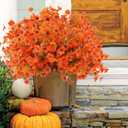 Rowfad 18 Pcs Artificial Mums Flowers Outdoor Plastic Fall Flowers Fake Mums Autumn Greenery Flower for Porch Window Box Farmhouse Thanksgiving Home Decor ((18, Orange)